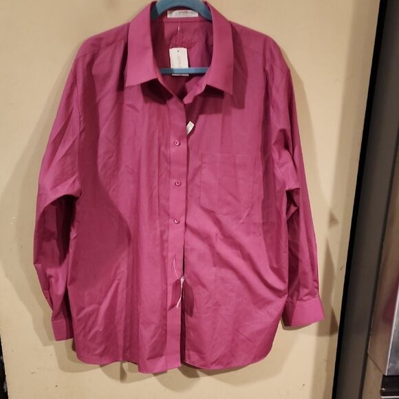Foxcroft Vibrant Pink Button-Up Shirt NWT DUSTY ROSE COLORED - Picture 1 of 4